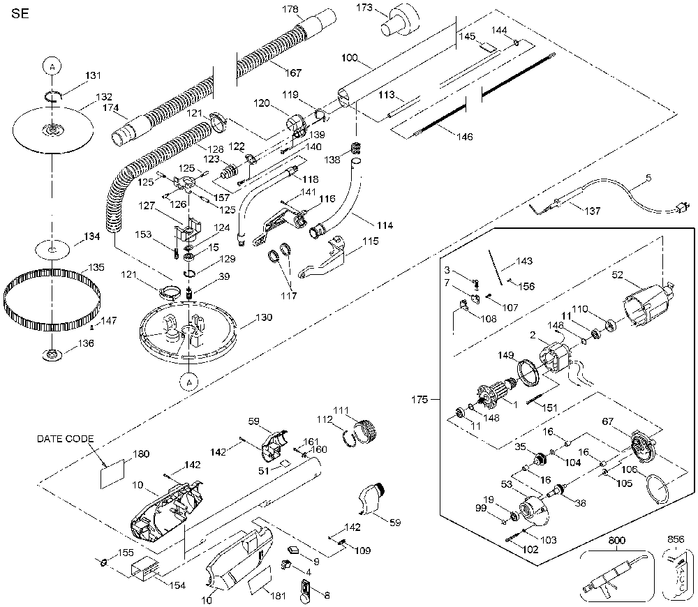Page A Diagram and Parts List for 7800 Type 4 Porter Cable Sander Polisher